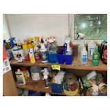 TOP TWO SHELVES INCLUDING CLEANING PRODUCTS AND BI