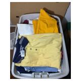 THREE TOTES OF ASSORTED EMBROIDERY CLOTHING, MOST