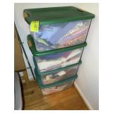 4 TOTES OF ASSORTED FABRICS
