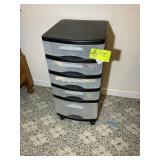 5 DRAWER PLASTIC ROLLING STORAGE CABINET