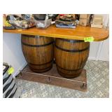 FREE STANDING BARREL BAR, 61 IN X 26 IN X 39 IN, N