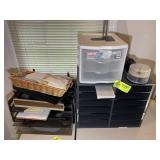 GROUP OF FILE TRAYS AND ORGANIZER BOXES, BLANK DVD