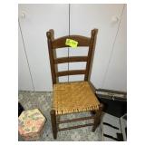 WOODEN LADDER BACK STYLE CHAIR WITH CANE SEAT