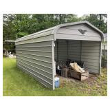 METAL STORAGE SHELTER, WITH SIDES, 146 IN W X 240