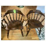 PAIR OF ROCKINGHAM CAPTAINS ARM DINING CHAIRS
