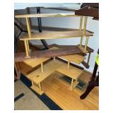 GROUP OF WOODEN DISPLAY SHELVES