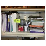 CONTENTS OF CABINET ABOVE DESK OFFICE SUPPLIES, EN