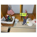 GROUP OF DECORATIVE ITEMS, ELEPHANT, SUN CATCHERS,
