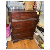 4 DRAWER CHEST, MISSING HANDLES, 32 IN X 18 IN X 4