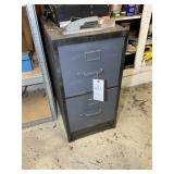 TWO DRAWER METAL FILE CABINET, STAPLERS, TAPE