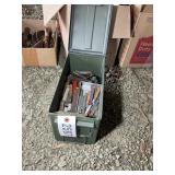 METAL AMMO CAN WITH MISC LATHE TOOL BITS