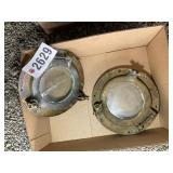 PAIR OF BRASS PORTHOLES, ONE IS CRACKED, 9 IN DIAM