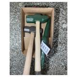 GROUP OF HAMMERS AND PICK AX HEAD