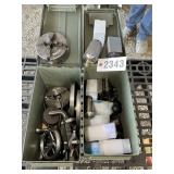 TWO METAL AMMO CANS WITH MISC COLLETS, MACHINING J