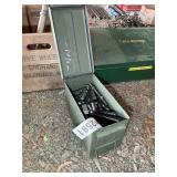 METAL AMMO CAN WITH MISC MILLING PARTS AND BOLTS