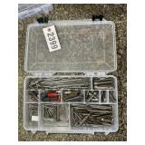 PLASTIC STORAGE BIN WITH CONTENTS, COUNTERSINKS