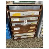 PAIR OF BROWN METAL PARTS CABINETS WITH 4 PULL OUT