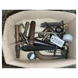 LARGE GROUP OF VINTAGE TOOLS, HOOKS, VOLT METERS,