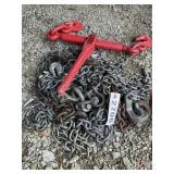 GROUP OF MISC CHAINS WITH 3/8 IN TO 1/2 IN CHAIN B