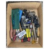 GROUP OF MISC TOOLS, MALLET, PLIERS, PIPE CUTTER,