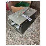 METAL AMMO CAN WITH DOUBLE HOOK APPROX 20 FT LONG