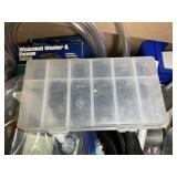 LARGE BOX WITH MISC PLUMBING ITEMS, TUBING, AUTO W
