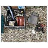 MILK CRATE WITH STRING, OUTDOOR LIGHT, WELDING HEL