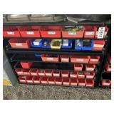 TWO METAL PARTS CABINETS WITH PLASTIC STORAGE BINS