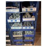 Blue 12 bin bolt bins with contents