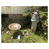 Pair of concrete statues frogs 8 inches tall man w