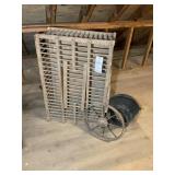 Group of vintage items, including wooden chicken c