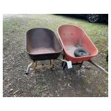 Metal wheelbarrow and plastic wheelbarrow needs re
