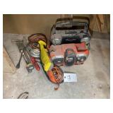 GROUP OF MISC. ITEMS INCLUDING WORK LIGHTS, RADIO,