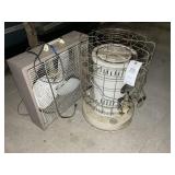 KEROSENE HEATER AND BOX FAN