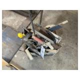 BOX WITH MISC. TROWELS, FLOATS, TILE AND CONCRETE