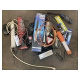 GROUP OF MISC. CHARGERS, WORK LIGHTS, ETC.