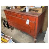 5-DRAWER ORANGE CHEST, NO CONTENTS