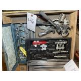 DRAWER WITH MISC. PIPE CUTTING AND THREADING TOOLS