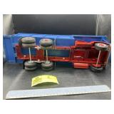 BUDDY L 10 WHEEL HAY RACK, RED AND BLUE REPAINT, C