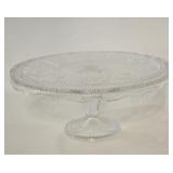VINTAGE CLEAR GLASS CAKE PLATE FOOTED
