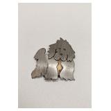 VINTAGE BROOCH DOG DESIGN BRASS PEWTER