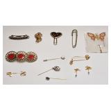 VINTAGE ODDS LOT STICK PINS BARRETTES ETC