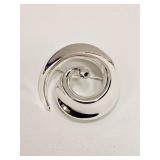 VINTAGE SWIRL ABSTRACT BROOCH SILVER TONE