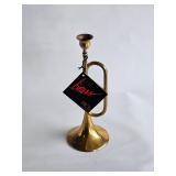 VINTAGE BRASS TRUMPET CANDLE HOLDER