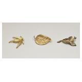 VINTAGE GOLD TONE LEAF BROOCHES
