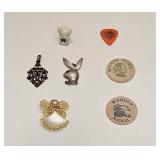 VINTAGE ODDS LOT JEWELRY PORCELAIN WOODEN NICKELS