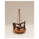 VTG WOOD ROTATING SCULPTURE WOLF & ROADRUNNERS