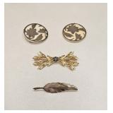 VINTAGE JEWELRY PINS GOLDTONE