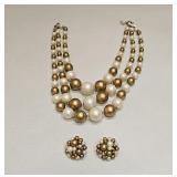 VINTAGE COSTUME BEADED NECKLACE & EARRINGS