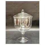DELICATE HAND BLOWN CANDY DISH FOOTED WITH LID